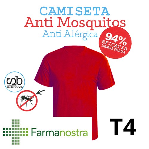 Camiseta antimosquitos stingbye camiseta manga corta  | talla t4 | color rojo